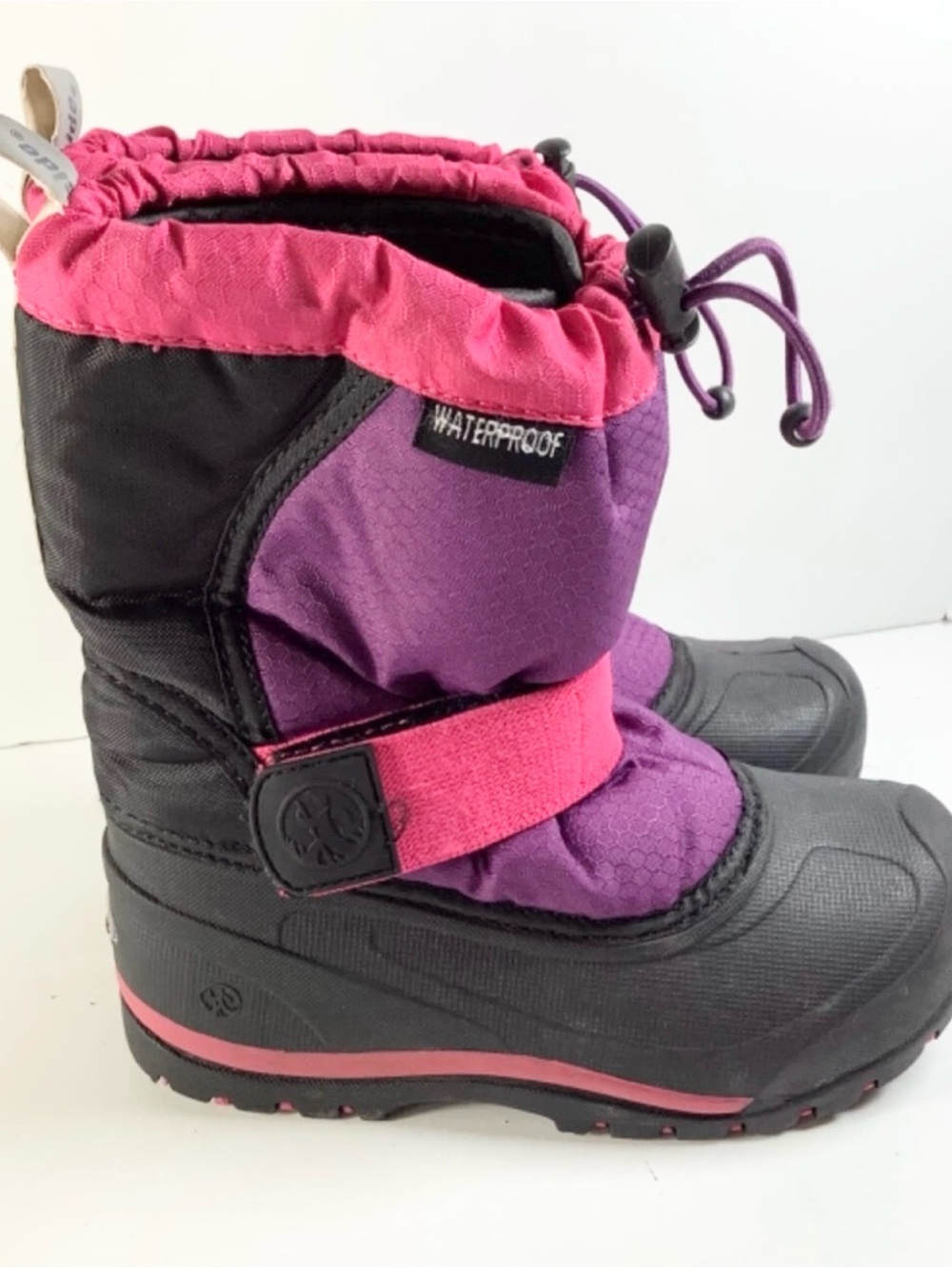 Northside girls winter snow boots purple pink black drawstring - size 12